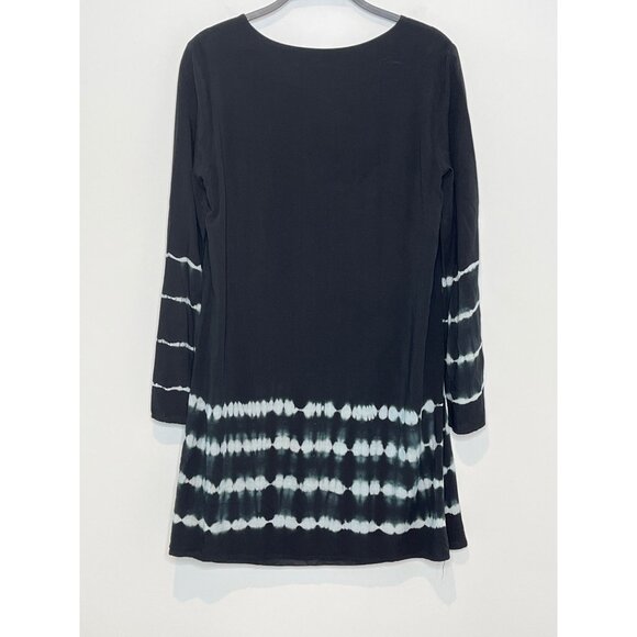 She + Sky Black White Tie Dye Bell Sleeve A-Line Dress Sz Small - Picture 8 of 12